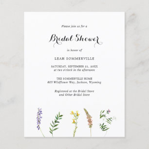 Boho Wildblume Budget Bridal Dusche Einladung Flyer