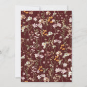 Boho Wildblume Burgundy Garden Wedding Einladung (Rückseite)