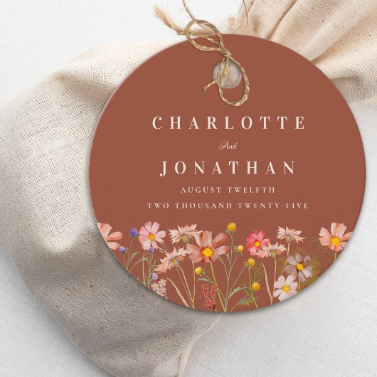 Boho Wildblume Burnt Orange Wedding Vielen Dank Geschenkanhänger