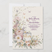 Boho Wildblume Butterflies Babydusche Einladung (Vorderseite)