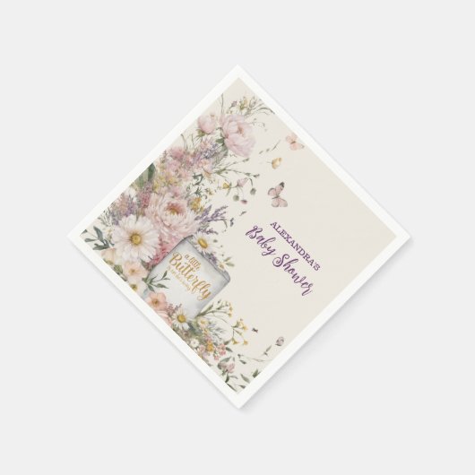 Boho Wildblume Butterflies Babydusche Serviette (Ecke)