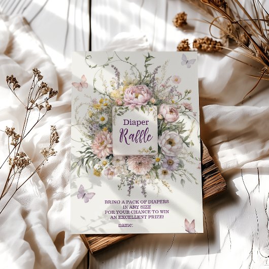 Boho Wildblume Butterflies Diapper Raffle Begleitkarte