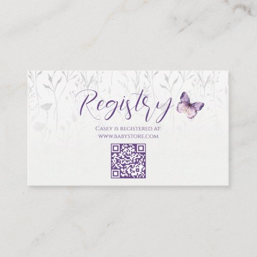 Boho Wildblume Butterfly Baby Showregister Begleitkarte (Vorderseite)