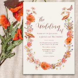 Boho Wildblume Butterfly Earthy Tones Einladung