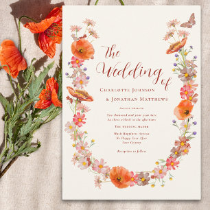 Boho Wildblume Butterfly Earthy Tones Einladung