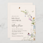 Boho Wildblume Butterfly Floral Brautparty Einladung (Vorne/Hinten)