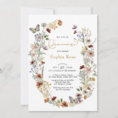 Boho Wildblume Butterfly Garden Quinceañera Einladung (Vorderseite)