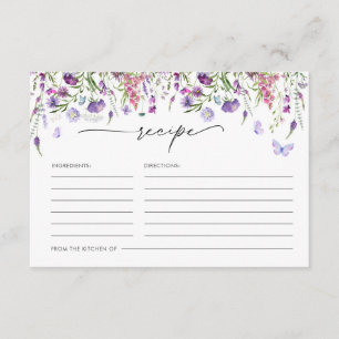 Boho Wildblume Butterfly Rezept Card Begleitkarte