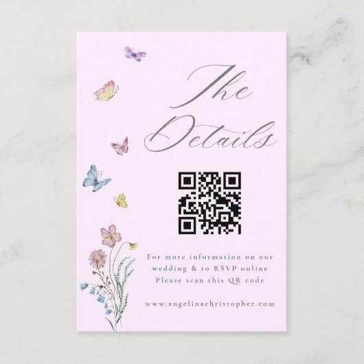 Boho Wildblume Butterfly Wedding Begleitkarte (Vorderseite)