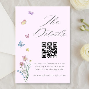 Boho Wildblume Butterfly Wedding Begleitkarte