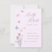 Boho Wildblume Butterfly Wedding Lila RSVP Card Karte (Vorderseite)