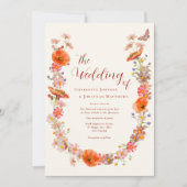 Boho Wildblume Butterfly Wedding QR Code Einladung (Vorderseite)