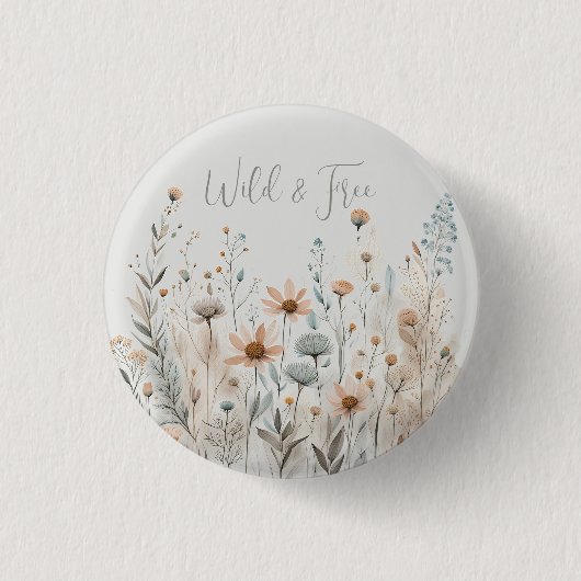 Boho Wildblume Button (Vorderseite)