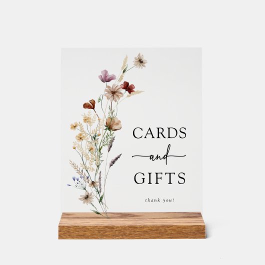 Boho Wildblume Cards Akryllisches Zeichen Acrylschild (Vorderseite)