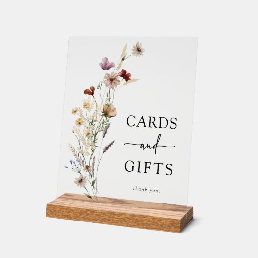 Boho Wildblume Cards Akryllisches Zeichen Acrylschild (Winkel)