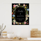 Boho Wildblume Chic Floral Wreath Cards Poster (Küche)