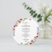 Boho Wildblume Circle Wedding Menu Card Einladung (Stehend Vorderseite)
