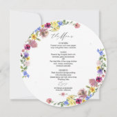 Boho Wildblume Circle Wedding Menu Card Einladung (Vorderseite)