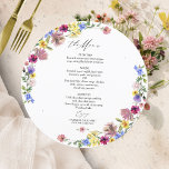 Boho Wildblume Circle Wedding Menu Card Einladung<br><div class="desc">Das Wesen des schicken,  boho-inspirierten Designs mit fesselnden Moody-Erdtönen und schönen Blumenelementen erfassen. Passen Sie es einfach mit Ihren persönlichen Daten an.</div>