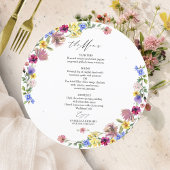 Boho Wildblume Circle Wedding Menu Card Einladung
