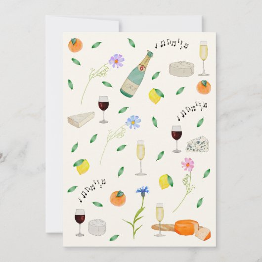 Boho Wildblume Citrus Summer Wedding Einladung (Rückseite)