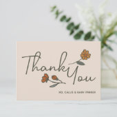 Boho Wildblume Custom Flat Vielen Dank Dankeskarte (Stehend Vorderseite)
