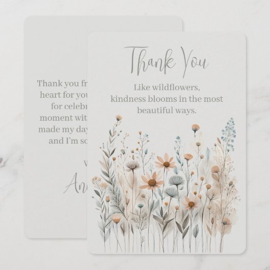 Boho Wildblume Dankeskarte (Vorne/Hinten)