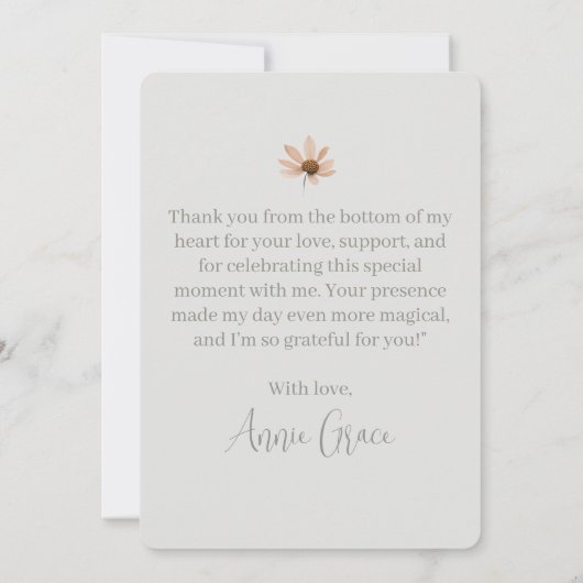 Boho Wildblume Dankeskarte (Rückseite)