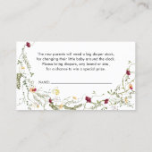 Boho Wildblume Diaper Raffelkarte Visitenkarte (Rückseite)