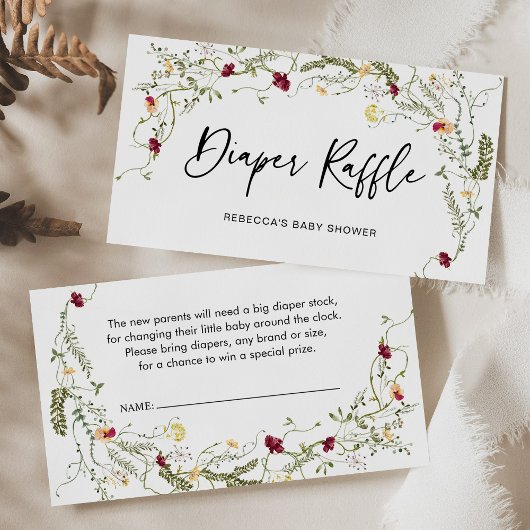 Boho Wildblume Diaper Raffelkarte Visitenkarte