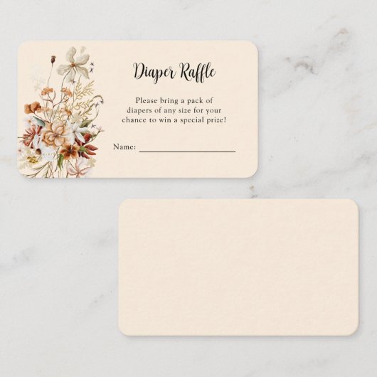 Boho Wildblume Diaper Raffle Begleitkarte (Vorne/Hinten)