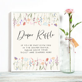 Boho Wildblume Diaper Raffle Drop Off Baby Dusche Poster
