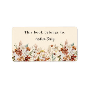 Boho Wildblume Dieses Buch gehört Adressaufkleber