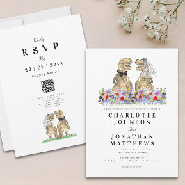 Boho Wildblume Dinosaur Wedding Einladung