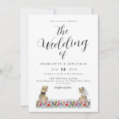 Boho Wildblume Dinosaur Wedding QR Code Einladung (Vorderseite)