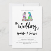 Boho Wildblume Dinosaurier Bride und Groom Wedding Einladung (Vorderseite)