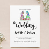 Boho Wildblume Dinosaurier Bride und Groom Wedding Einladung