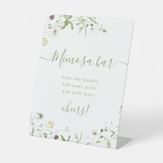 Boho Wildblume Drehbuch rustikales Brautparty Mimo Sockelschild (Vorderseite)