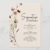 Boho Wildblume Drinks Wedding Menükarte (Vorderseite)