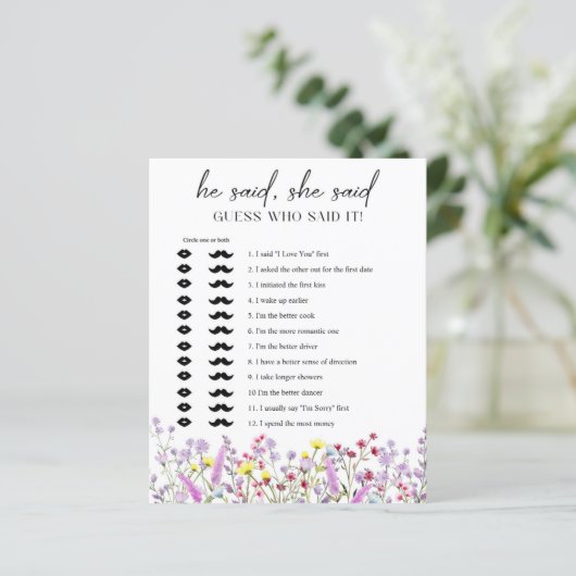 Boho Wildblume Dusche sagte er sagte, sie sagte Sp (Stehend Vorderseite)