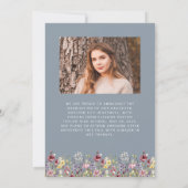 Boho Wildblume Dusty Blue Foto Grad Ankündigung (Rückseite)