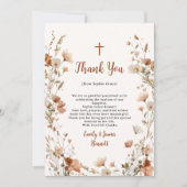 Boho Wildblume Dusty Rose Foto Taufe Dankeskarte (Vorderseite)