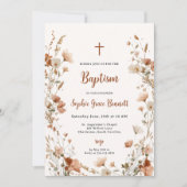 Boho Wildblume Dusty Rose Foto Taufe Einladung (Vorderseite)