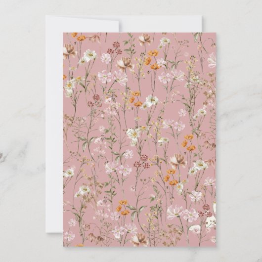 Boho Wildblume Dusty Rose Pink Brautparty Einladung (Rückseite)