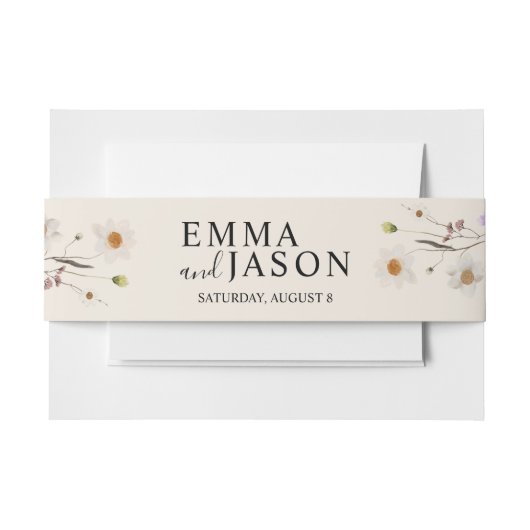 Boho Wildblume Einladung Bauchband Einladungsbanderole (Vorderseite Beispiel)