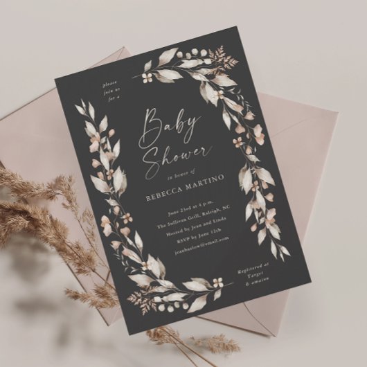 Boho Wildblume Elegant Floral Baby Shower Einladung