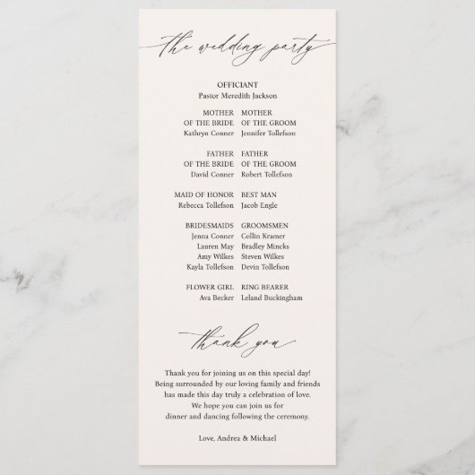 Boho Wildblume Elegante Hochzeit im Herbst Programm (Rückseite)