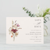 Boho Wildblume Elegante Hochzeit im Herbst Save The Date (Stehend Vorderseite)
