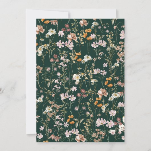 Boho Wildblume Emerald Green Brautparty Einladung (Rückseite)