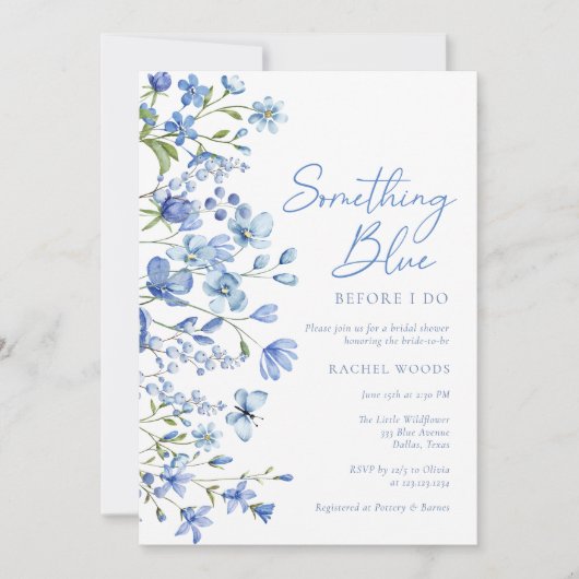 Boho Wildblume etwas Blau Ich mache Brautparty Einladung (Vorderseite)